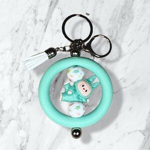Labubu Mint Green Round Beaded Keychain